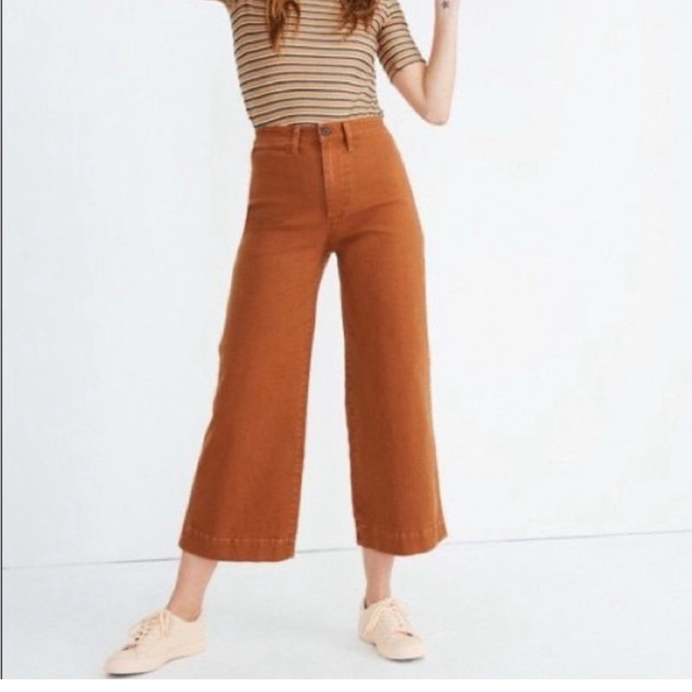 Madewell Emmett Wide Leg Cropped Burnt Orange Jeans